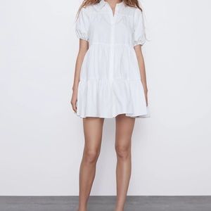 ZARA | White Poplin Tiered Dress
